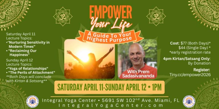 Swami Sadasivananda Workshop at Integral Yoga Center of Miami