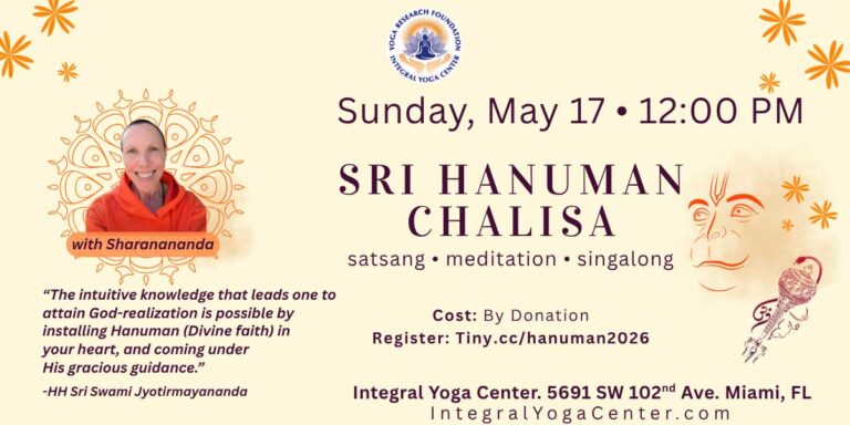 Hanuman Chalisa Workshop at the Integral Yoga Center of MIami